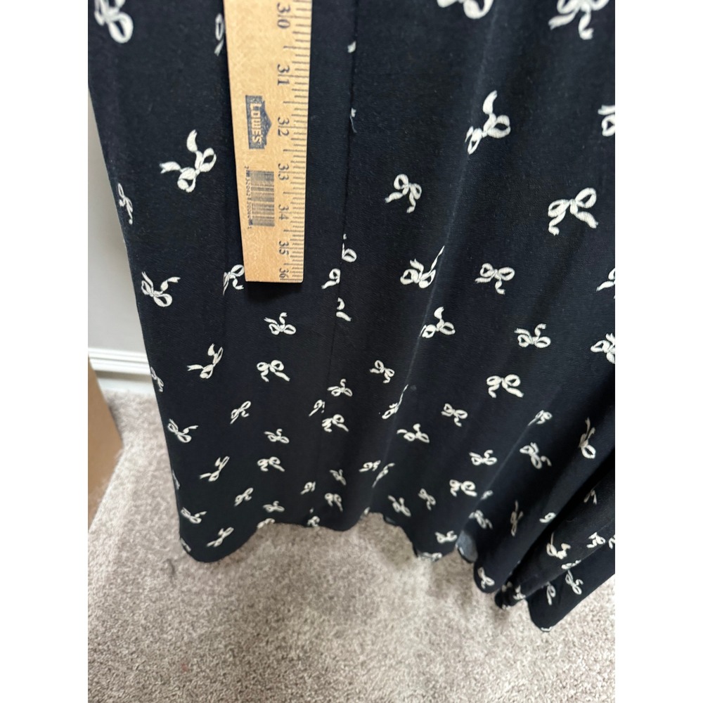 Ava & Viv Dress Womens 2X Black Bow Print Midi V-Neck Long‎ Sleeve Rayon New - Picture 6 of 10